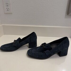 VANELI Navy Blue Suede Wedge Women's Size 8 Alroy Loafer Office Shoes Pumps NWOB